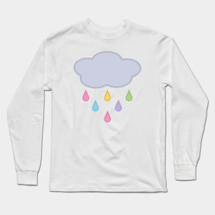 Raining Rainbow Raindrop Rain Cloud Long Sleeve T-Shirt